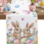 33 x 183 CM Festive Easter Linen Table Runner - Cartoon Bunny Table Runner & Stain-Resistant Primitive Home V888-ELOSUNG45785