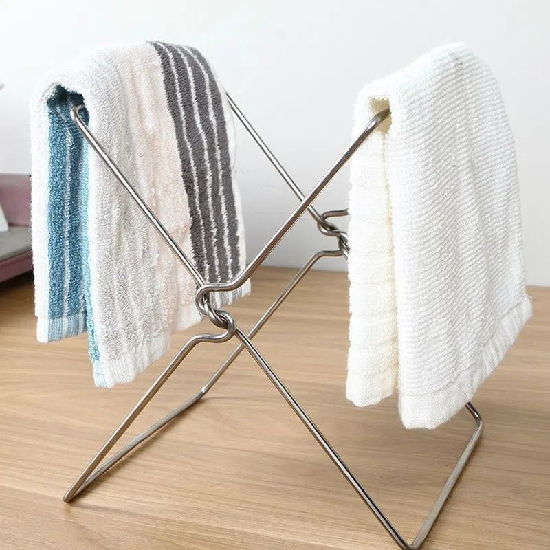 2-Pack Foldable Stainless Steel Trash Bag Holder (17 x 21 CM) - Multi-Functional Kitchen Countertop Organizer V888-ELOSUNG45793