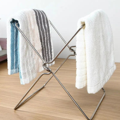 2-Pack Foldable Stainless Steel Trash Bag Holder (21 x 26 CM) - Multi-Functional Kitchen Countertop Organizer V888-ELOSUNG45794