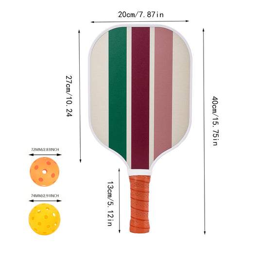 Colorful Stripes Professional Fiberglass Pickleball Paddle Set - Lightweight Sports Equipment with Carry Bag V888-ELOSUNG45797