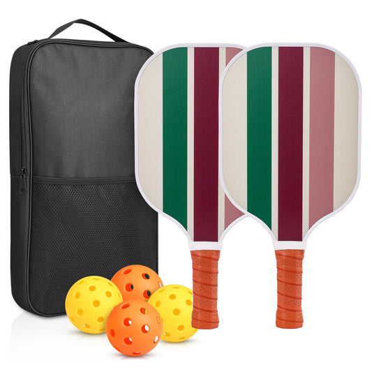 Colorful Stripes Professional Fiberglass Pickleball Paddle Set - Lightweight Sports Equipment with Carry Bag V888-ELOSUNG45798