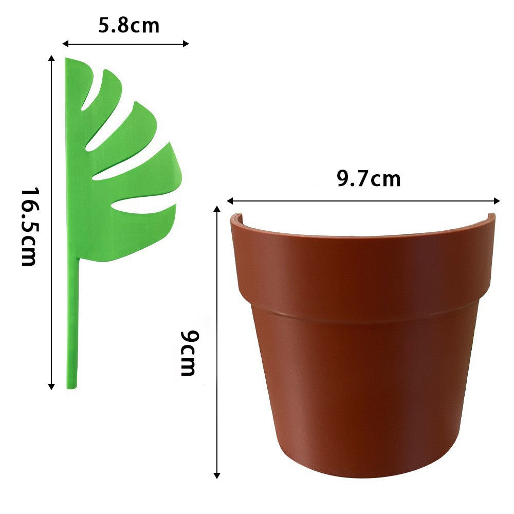 2 Set Mirror-Mount Half-Leaf Monstera Bathroom Organizer (Vase + 3 Leaves) - Decorative Home Vanity Set V888-ELOSUNG45799