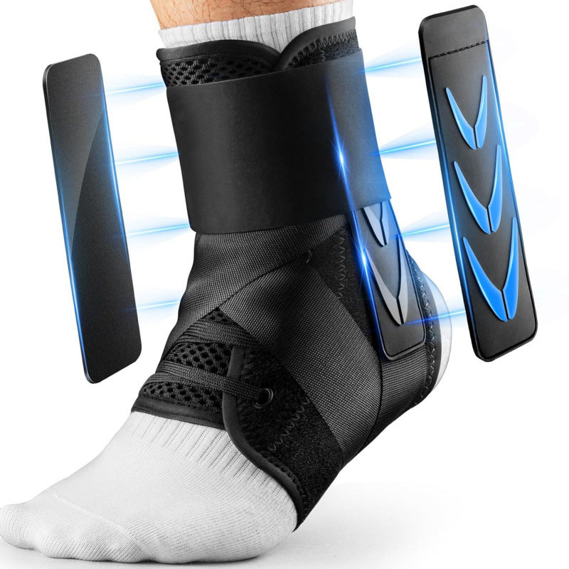 S Size Black Triple-Layer Compression Ankle Brace With Adjustable Lace-Up - Breathable Sprain Prevention V888-ELOSUNG45801