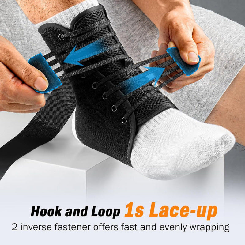 M Size Black Triple-Layer Compression Ankle Brace With Adjustable Lace-Up - Breathable Sprain Prevention V888-ELOSUNG45802