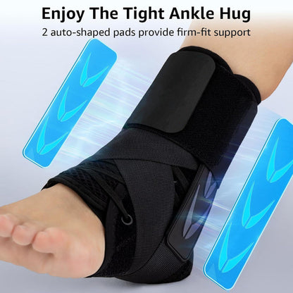 M Size Black Triple-Layer Compression Ankle Brace With Adjustable Lace-Up - Breathable Sprain Prevention V888-ELOSUNG45802