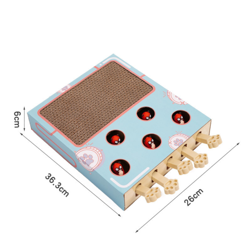 3-in-1 Whack-A-Mole Cat Toy & Scratching Lounge - Spring Swivel Toy, Interactive Puzzle Box and V888-ELOSUNG45812