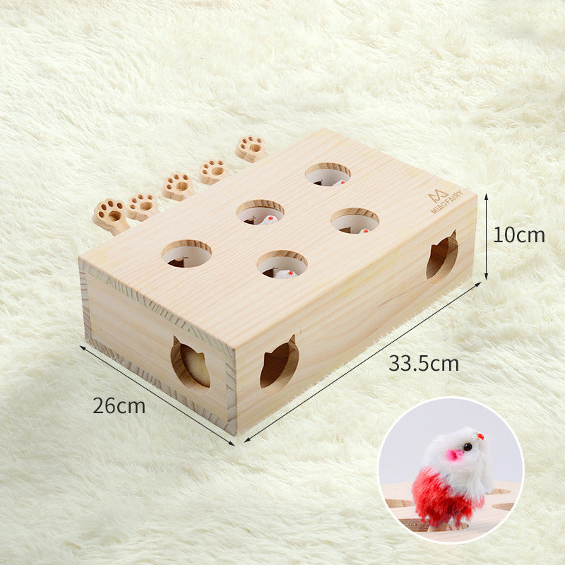 Whack-A-Mole Cat Toy (Plush Mole & 5 Hole) - Interactive Puzzle Box V888-ELOSUNG45813