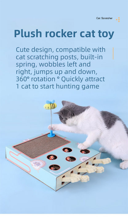 Whack-A-Mole Cat Toy (Plush Mole & 5 Hole) - Interactive Puzzle Box V888-ELOSUNG45813