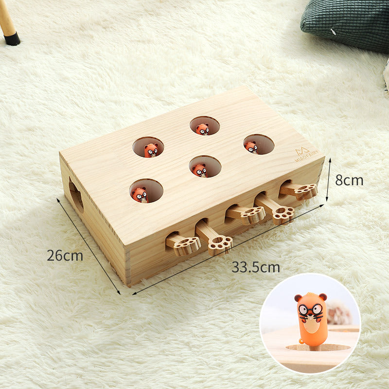 Whack-A-Mole Cat Toy (Figurine Mole & 5 Hole) - Interactive Puzzle Box V888-ELOSUNG45814