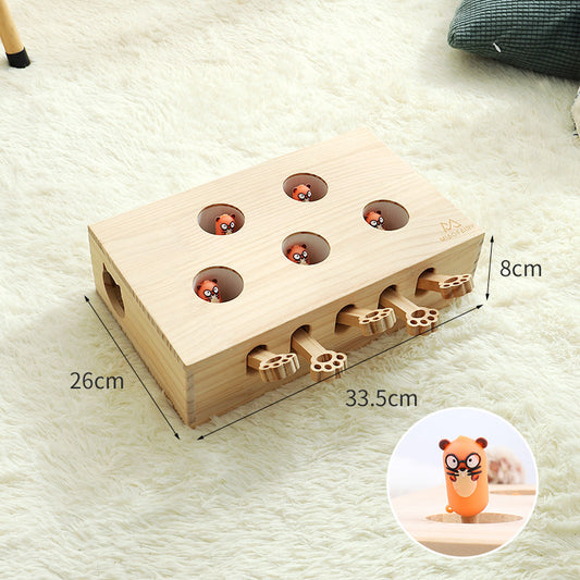 Whack-A-Mole Cat Toy (Figurine Mole & 5 Hole) - Interactive Puzzle Box V888-ELOSUNG45814