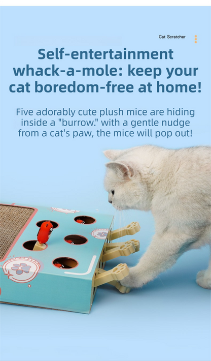 Whack-A-Mole Cat Toy (Figurine Mole & 5 Hole) - Interactive Puzzle Box V888-ELOSUNG45814