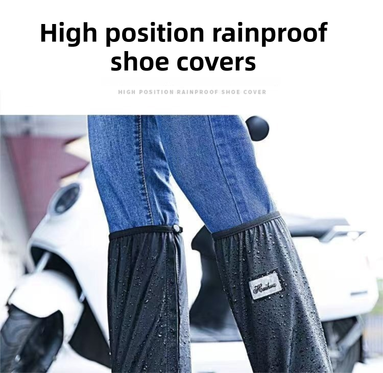 A Pair 40CM High-Tube Double-Layer Waterproof Rain Boot Covers - Durable Anti-Slip Reflective Motorcycle V888-ELOSUNG45835