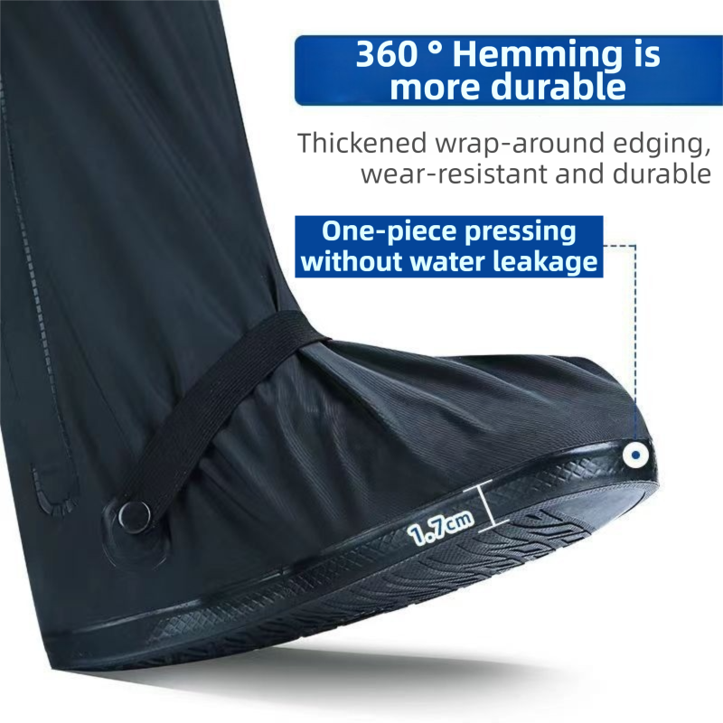 A Pair 40CM High-Tube Double-Layer Waterproof Rain Boot Covers - Durable Anti-Slip Reflective Motorcycle V888-ELOSUNG45835
