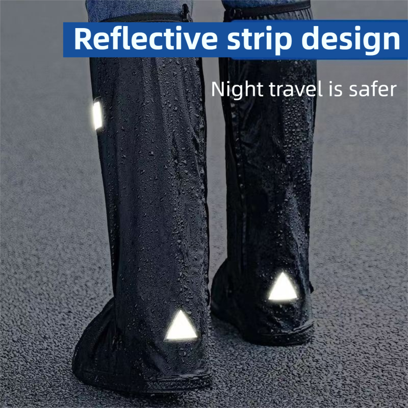 A Pair 40CM High-Tube Double-Layer Waterproof Rain Boot Covers - Durable Anti-Slip Reflective Motorcycle V888-ELOSUNG45835