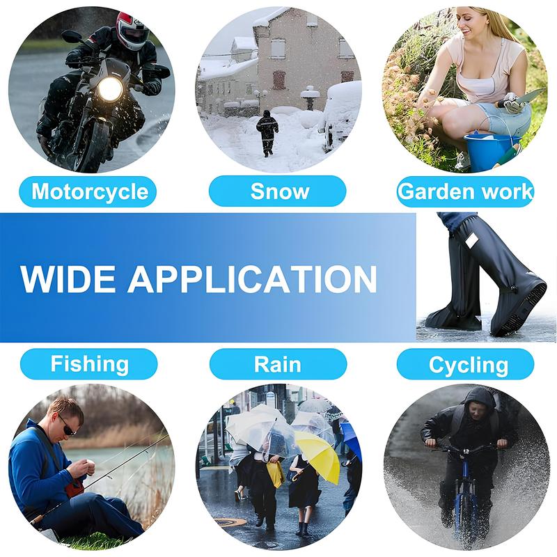 A Pair 40CM High-Tube Double-Layer Waterproof Rain Boot Covers - Durable Anti-Slip Reflective Motorcycle V888-ELOSUNG45835