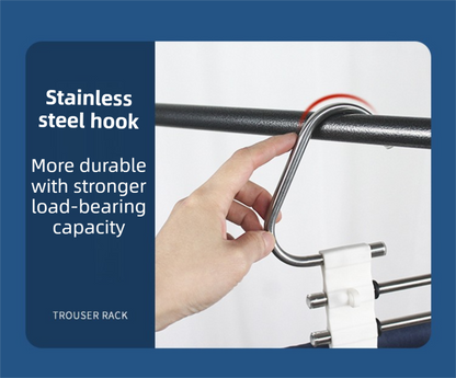 5-Tier Sliver Stainless Steel Pants Rack and 10-Pack Magic Cascading Hangers Set - Space-Saving Closet V888-ELOSUNG45839