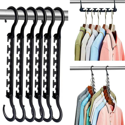 5-Tier Black Stainless Steel Pants Rack and 10-Pack Magic Cascading Hangers Set - Space-Saving Closet V888-ELOSUNG45841