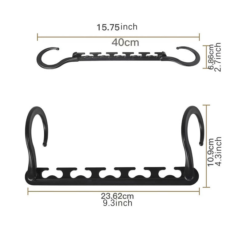 5-Tier Black Stainless Steel Pants Rack and 10-Pack Magic Cascading Hangers Set - Space-Saving Closet V888-ELOSUNG45841
