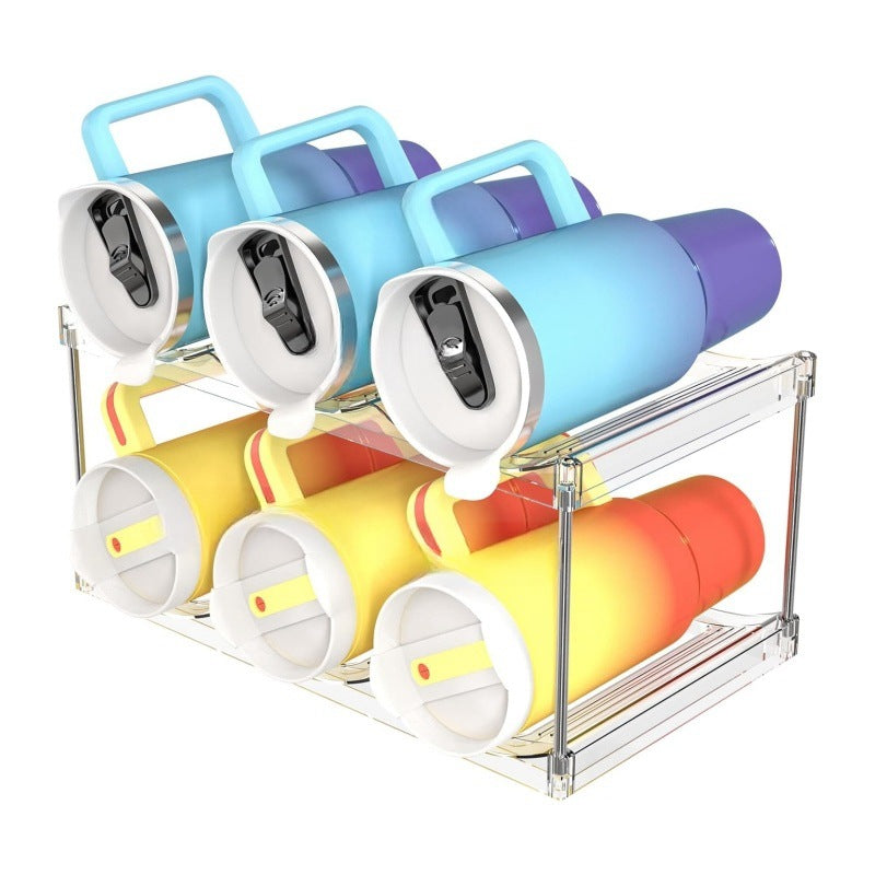 2-Tier Stackable Transparent Cup & Wine Organizer - Detachable Tumbler & Bottle Desktop Rack V888-ELOSUNG45848