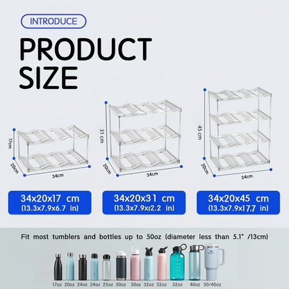 2-Tier Stackable Black Cup & Wine Organizer - Detachable Tumbler & Bottle Desktop Rack V888-ELOSUNG45851