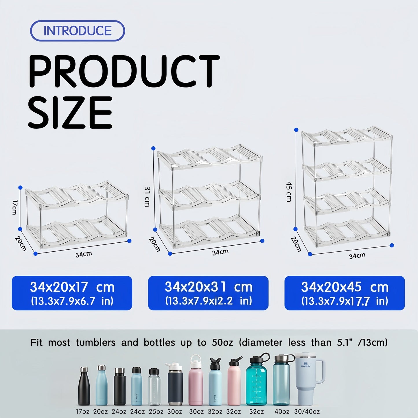 4-Tier Stackable Black Cup & Wine Organizer - Detachable Tumbler & Bottle Desktop Rack V888-ELOSUNG45853