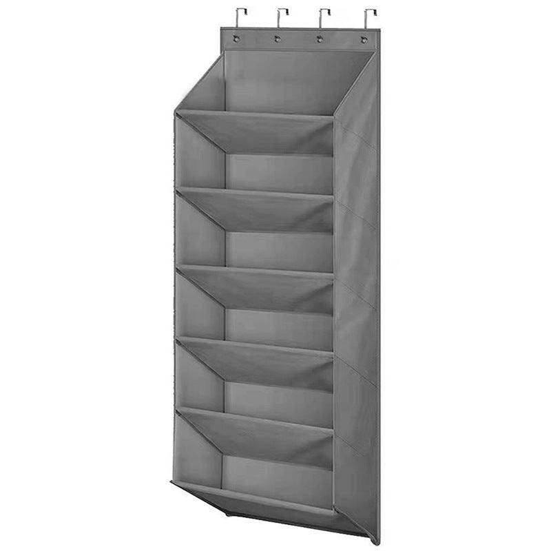 6-Tier Grey Collapsible Over-the-Door Hanging Storage Bag - Space-Saving Shoes & Sundries Wall Holder with V888-ELOSUNG45856