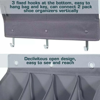 6-Tier Black Collapsible Over-the-Door Hanging Storage Bag - Space-Saving Shoes & Sundries Wall Holder with V888-ELOSUNG45857