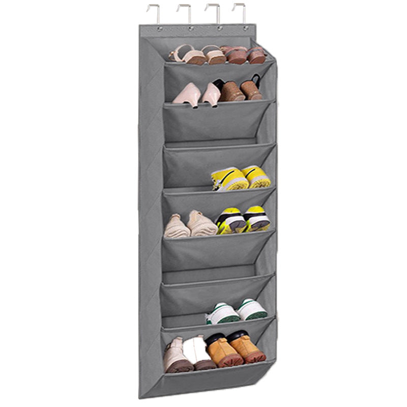 8-Tier Grey Collapsible Over-the-Door Hanging Storage Bag - Space-Saving Shoes & Sundries Wall Holder with V888-ELOSUNG45858