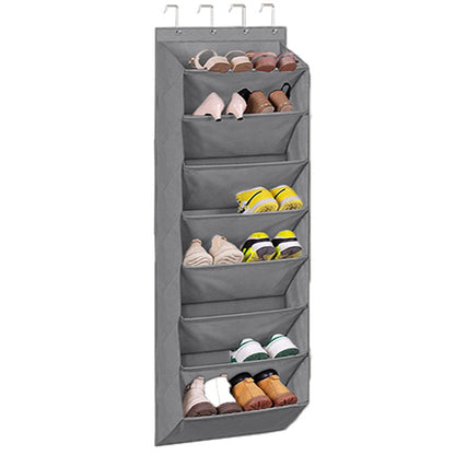 8-Tier Grey Collapsible Over-the-Door Hanging Storage Bag - Space-Saving Shoes & Sundries Wall Holder with V888-ELOSUNG45858