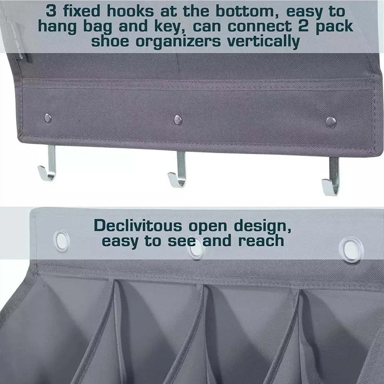 8-Tier Grey Collapsible Over-the-Door Hanging Storage Bag - Space-Saving Shoes & Sundries Wall Holder with V888-ELOSUNG45858