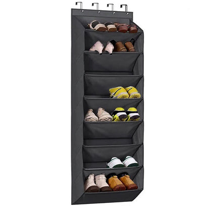 8-Tier Black Collapsible Over-the-Door Hanging Storage Bag - Space-Saving Shoes & Sundries Wall Holder with V888-ELOSUNG45859