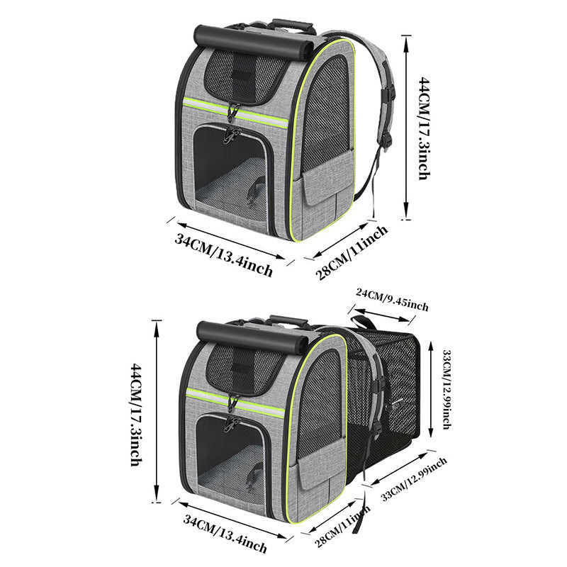 Black Large Expandable Cat Travel Backpack - Breathable & Collapsible Pet Carrier 62x34x43CM V888-ELOSUNG45865