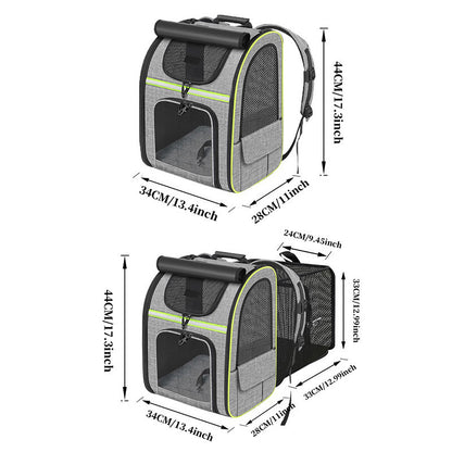Blue Large Expandable Cat Travel Backpack - Breathable & Collapsible Pet Carrier 62x34x43CM V888-ELOSUNG45866