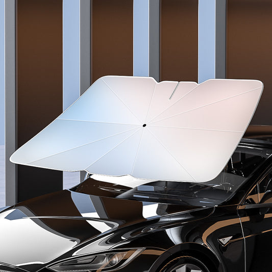 125x69CM Foldable Car Windshield Sun Shade Umbrella with Retractable Handle & Storage Case - Titanium Silver V888-ELOSUNG45879