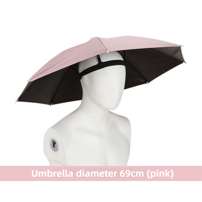 Pink Foldable Sun & Rain Umbrella Hat (Diameter 69CM) - 99% UV Potective and Wind/Rainproof Fishing Umbrella V888-ELOSUNG45883