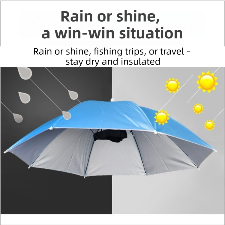 Haze Blue Foldable Sun & Rain Umbrella Hat (Diameter 69CM) - 99% UV Potective and Wind/Rainproof Fishing V888-ELOSUNG45885