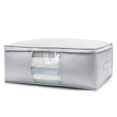 2-Pack Grey Large Quilt & Clothes Storage Bag (63X43X22CM) - Breathable Wardrobe Organizer with Clear Window V888-ELOSUNG45887