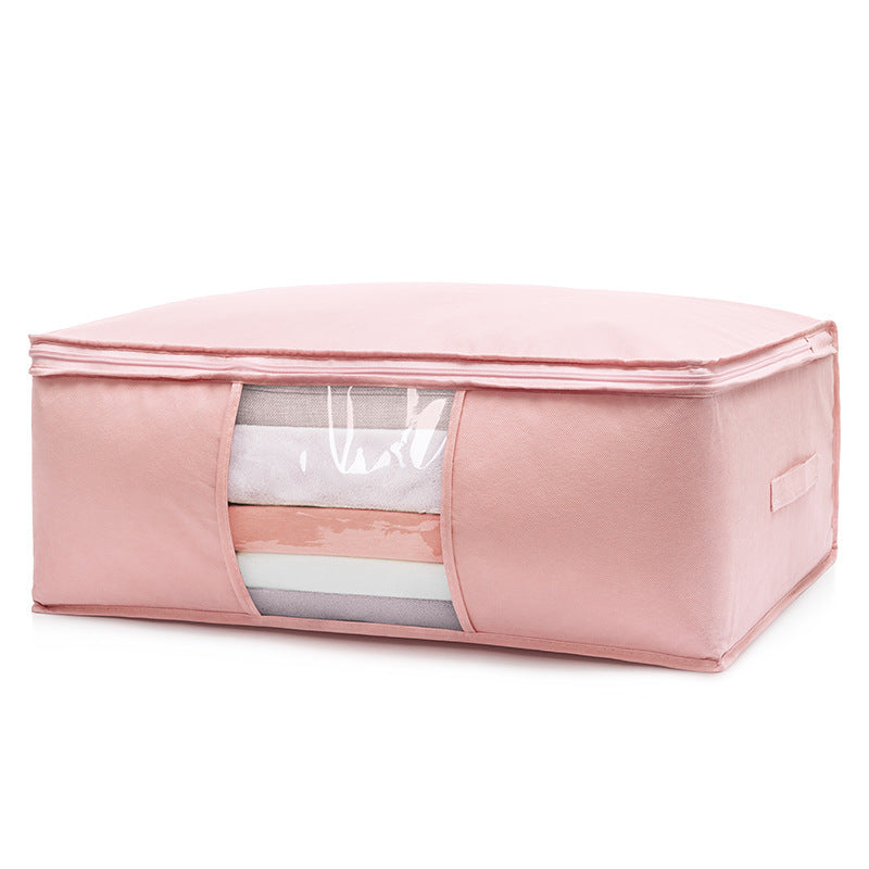 2-Pack Pink Large Quilt & Clothes Storage Bag (63X43X22CM) - Breathable Wardrobe Organizer with Clear Window V888-ELOSUNG45889