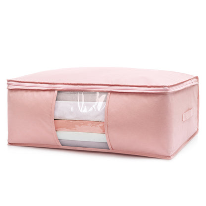 2-Pack Pink Large Quilt & Clothes Storage Bag (63X43X22CM) - Breathable Wardrobe Organizer with Clear Window V888-ELOSUNG45889