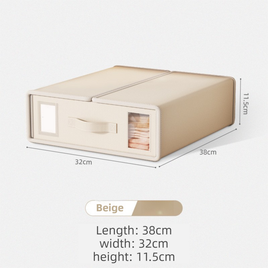 2-Pack Beige Foldable Bedding Storage Box with Zipper & Handle - Wardrobe Drawer Closet Organizer for Duvet V888-ELOSUNG45892
