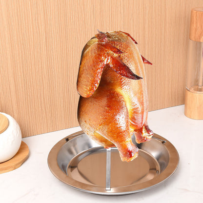 2-Pack Portable Vertical Chicken Roaster with Oil-Filtering Pan - 430 Stainless Steel Detachable Beer Can V888-ELOSUNG45902