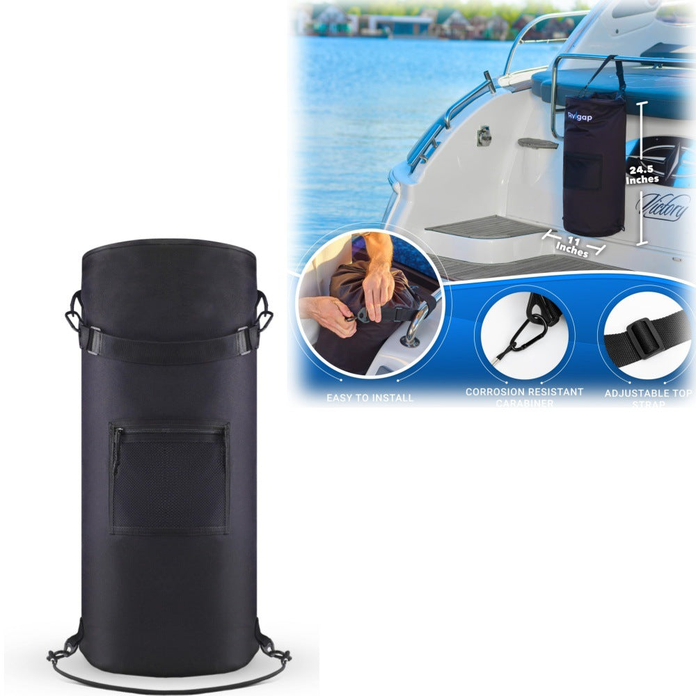 10-Gallon Black Foldable Boat Waste Organizer with 1 Roll of Trash Bag - Anti-Ant & Odor-Control, Secure Hold V888-ELOSUNG45903