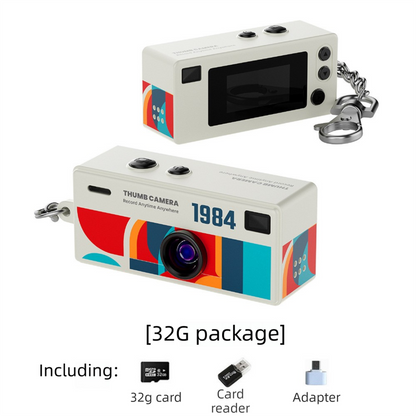 G6 White Ultra-Mini Thumb Camera with 32GB Card, Card Reader & Adapter - HD Instant Pocket-Sized Action Cam V888-ELOSUNG45917