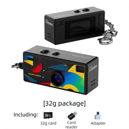 G6 Black Ultra-Mini Thumb Camera with 32GB Card, Card Reader & Adapter - HD Instant Pocket-Sized Action Cam V888-ELOSUNG45918