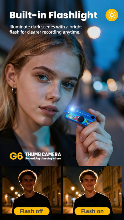 G6 Black Ultra-Mini Thumb Camera with 32GB Card, Card Reader & Adapter - HD Instant Pocket-Sized Action Cam V888-ELOSUNG45918