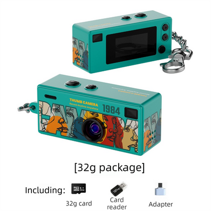 G6 Green Ultra-Mini Thumb Camera with 32GB Card, Card Reader & Adapter - HD Instant Pocket-Sized Action Cam V888-ELOSUNG45920
