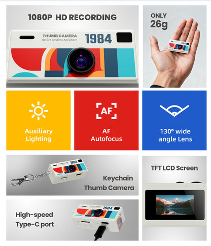 G6 Transparent Ultra-Mini Thumb Camera with 32GB Card, Card Reader & Adapter - HD Instant Pocket-Sized Action V888-ELOSUNG45921