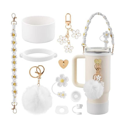 10-Piece White Accessory Bundle for Stanley Quencher 30/40oz - Includs Premium Silicone Straw Covers, V888-ELOSUNG45922