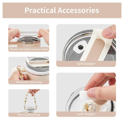 10-Piece White Accessory Bundle for Stanley Quencher 30/40oz - Includs Premium Silicone Straw Covers, V888-ELOSUNG45922
