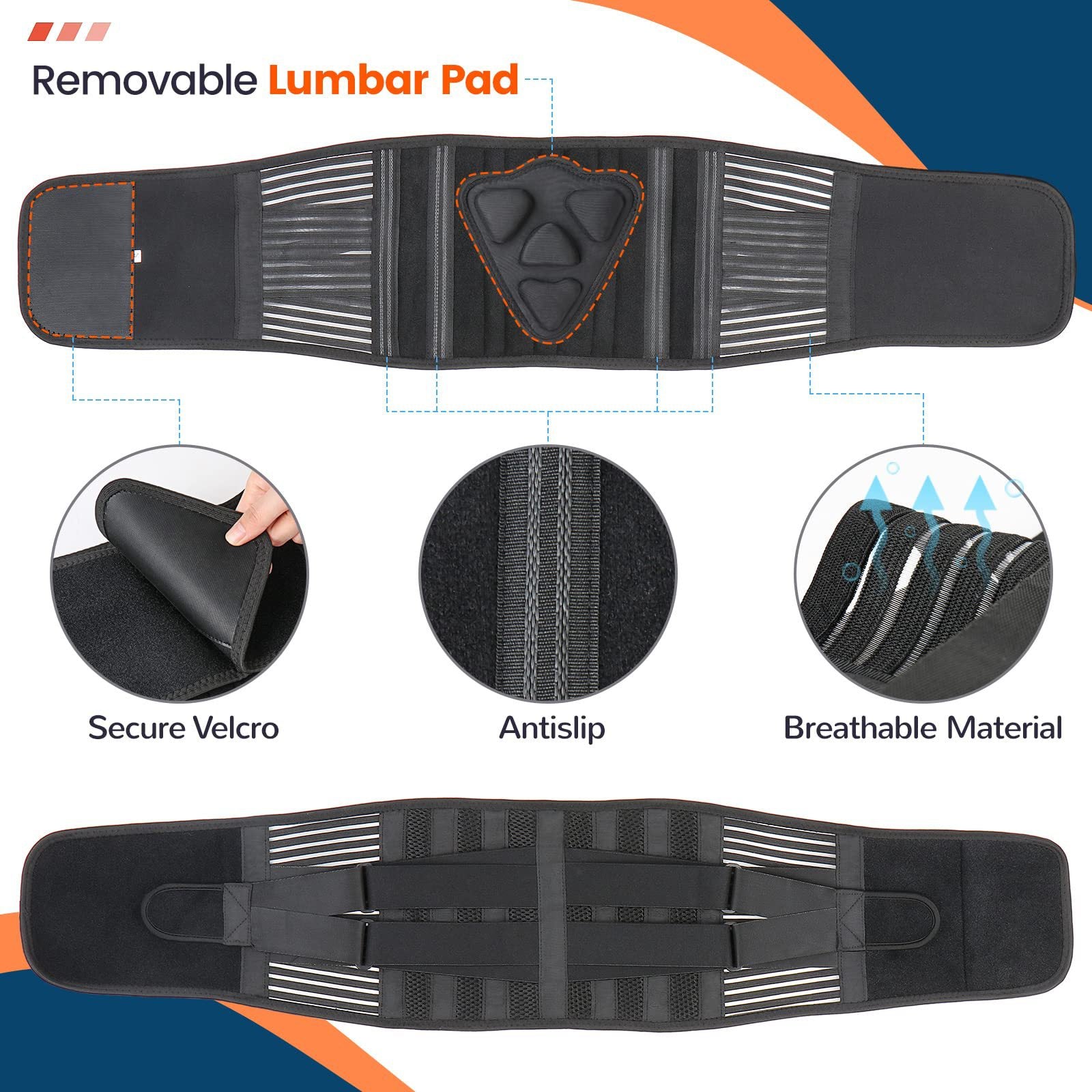 XXL Size Black Double-Compression Sports Waist Trimmer with 4 Steel Plates and 2 Spring Stays for Strength V888-ELOSUNG45939